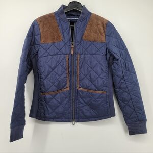 Ralph Lauren Sport Navy Equestrian Quilted Puffer Jacket Womens Size Small